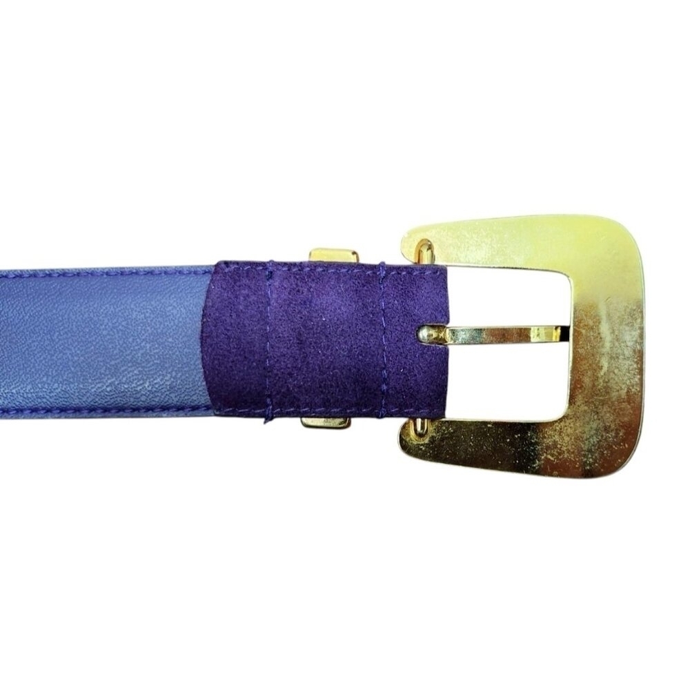 Vintage Genuine Suede Leather Belt color violet Size L - Picture 6 of 13